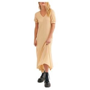 Free People Beach Midi Dress Women's Medium Montauk Sweater Yellow Simi Sheer